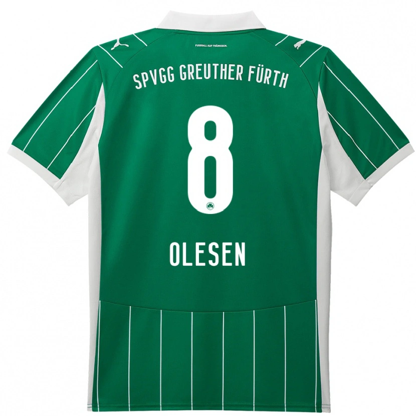 Danxen Män Mathias Olesen #8 Grön Vit Bortatröja Matchtröjor 2025/26 Tröjor T-Tröja