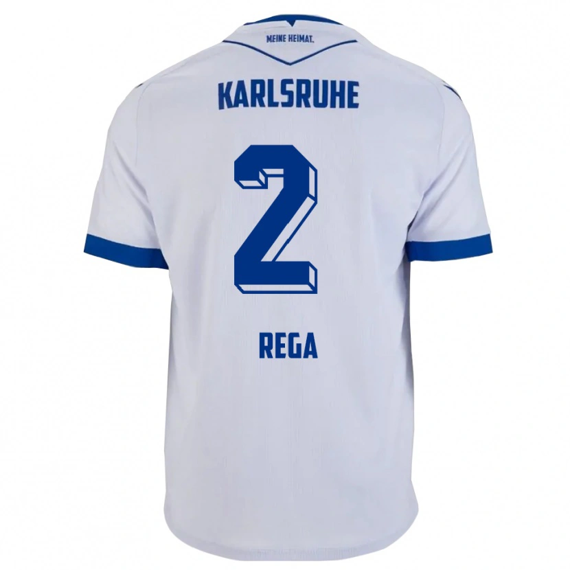 Danxen Män Luca Rega #2 Vit Blå Bortatröja Matchtröjor 2025/26 Tröjor T-Tröja