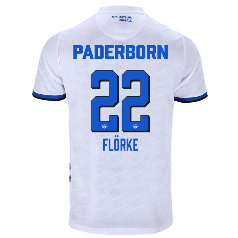 Danxen Män Luis Flörke #22 Vit Blå Bortatröja Matchtröjor 2025/26 Tröjor T-Tröja