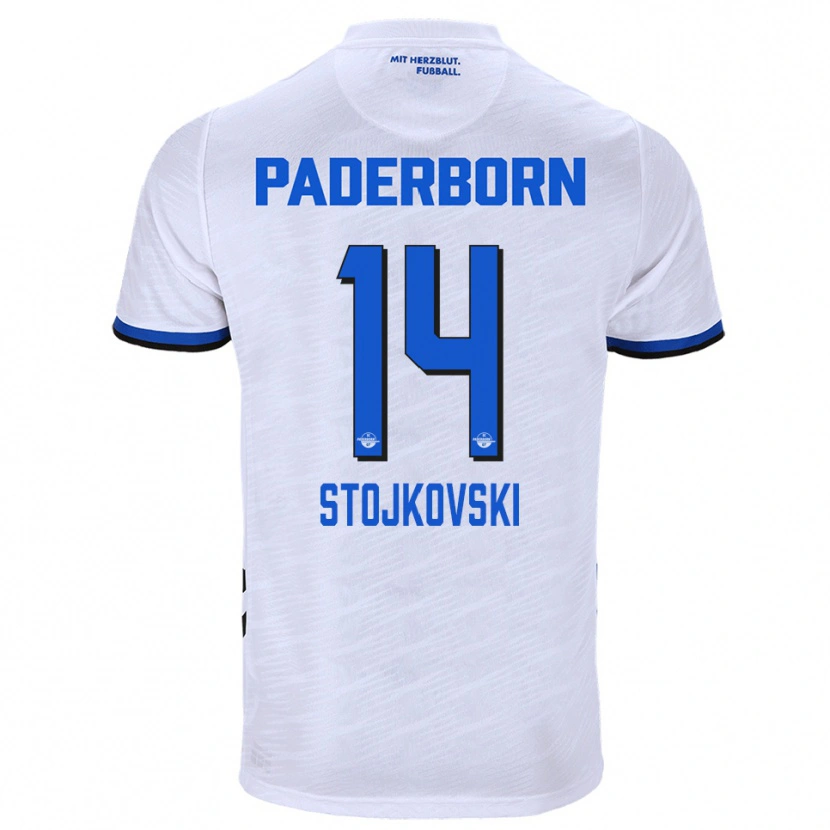Danxen Män Jakov Stojkovski #14 Vit Blå Bortatröja Matchtröjor 2025/26 Tröjor T-Tröja