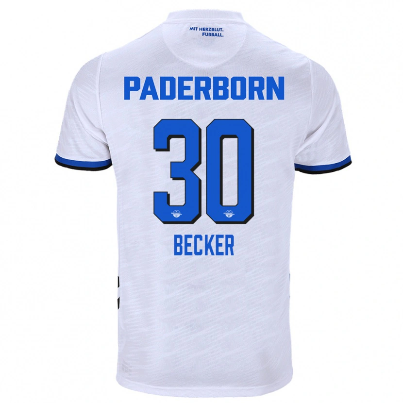Danxen Män Mark Becker #30 Vit Blå Bortatröja Matchtröjor 2025/26 Tröjor T-Tröja