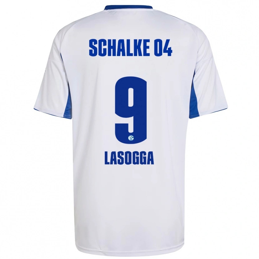 Danxen Män Pierre-Michel Lasogga #9 Vit Blå Bortatröja Matchtröjor 2025/26 Tröjor T-Tröja