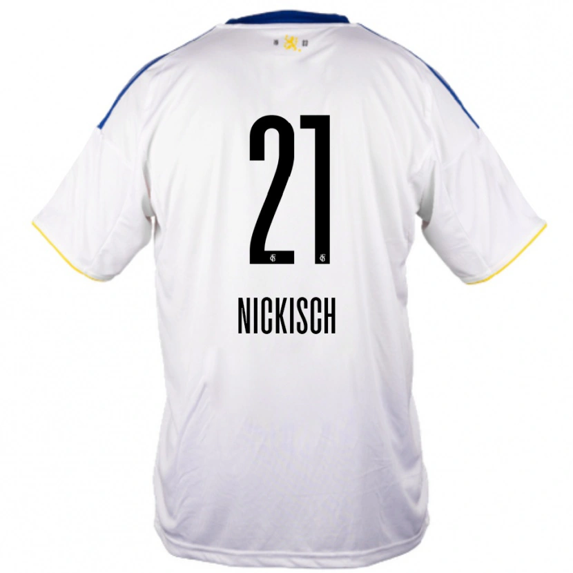 Danxen Män Jonas Nickisch #21 Vit Blå Gul Bortatröja Matchtröjor 2025/26 Tröjor T-Tröja