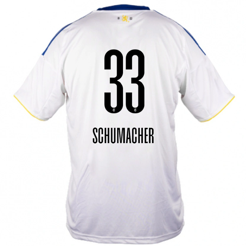 Danxen Män Till Schumacher #33 Vit Blå Gul Bortatröja Matchtröjor 2025/26 Tröjor T-Tröja