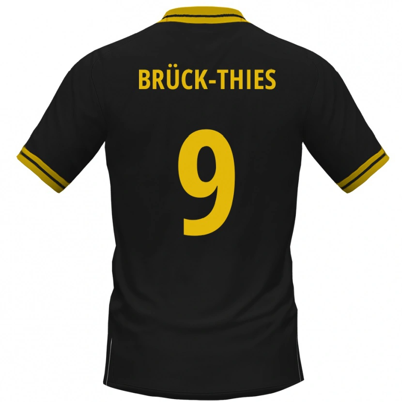 Danxen Män Frederik Brück-Thies #9 Svart Gul Bortatröja Matchtröjor 2025/26 Tröjor T-Tröja