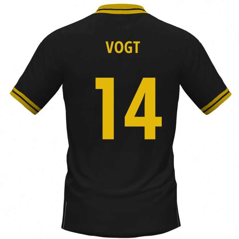 Danxen Män Louis Vogt #14 Svart Gul Bortatröja Matchtröjor 2025/26 Tröjor T-Tröja