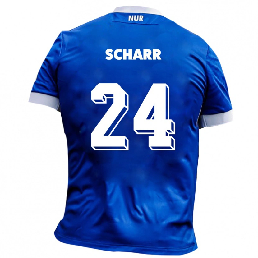 Danxen Män Janne Scharr #24 Blå Vit Bortatröja Matchtröjor 2025/26 Tröjor T-Tröja