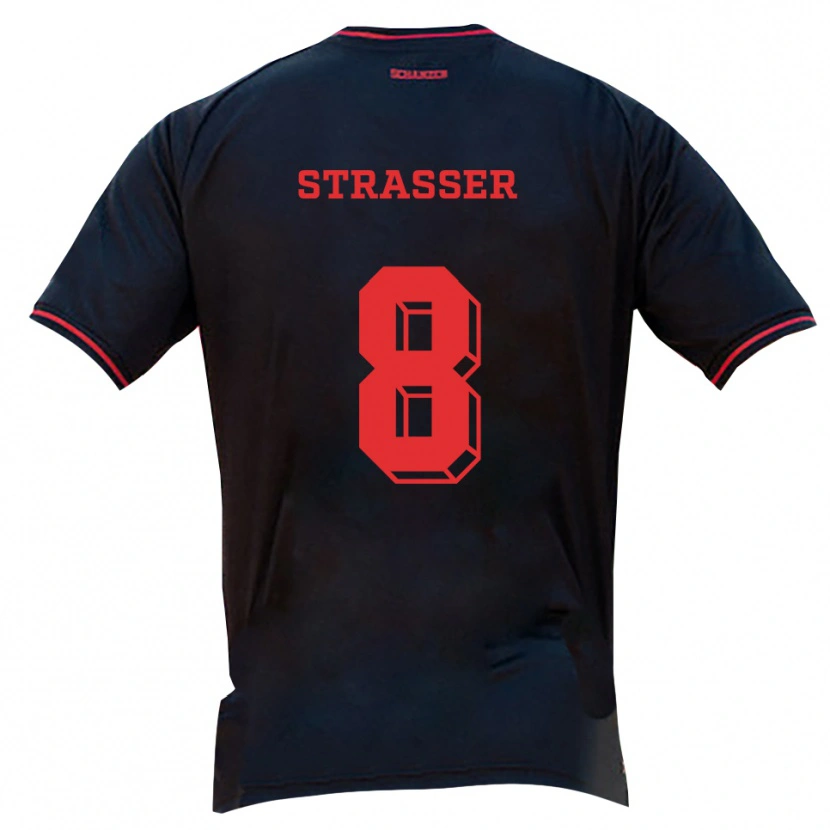 Danxen Män Vincent Straßer #8 Svart Röd Vit Bortatröja Matchtröjor 2025/26 Tröjor T-Tröja