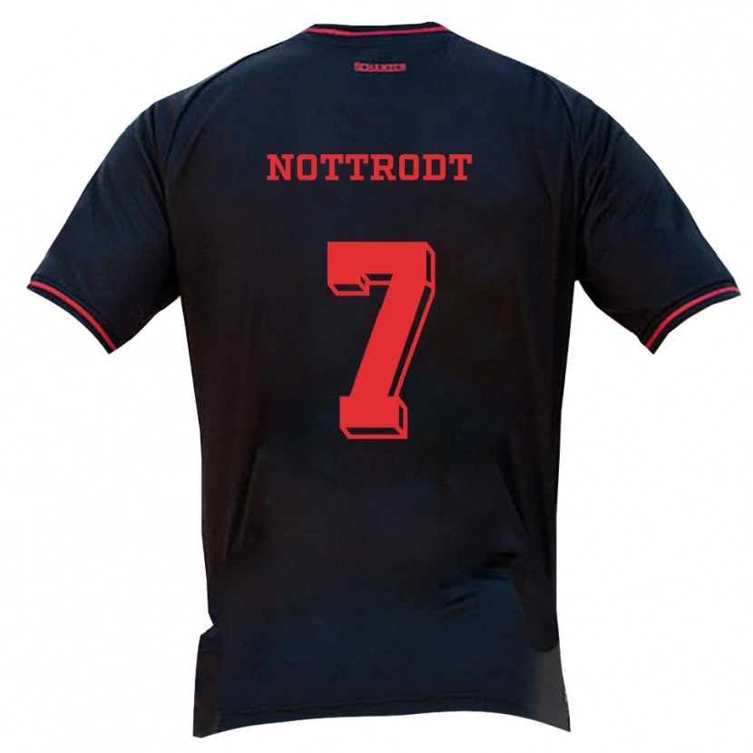 Danxen Män Justin Nottrodt #7 Svart Röd Vit Bortatröja Matchtröjor 2025/26 Tröjor T-Tröja