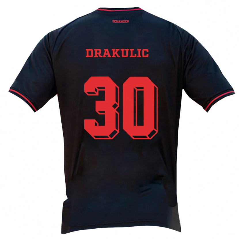 Danxen Män Ognjen Drakulic #30 Svart Röd Vit Bortatröja Matchtröjor 2025/26 Tröjor T-Tröja