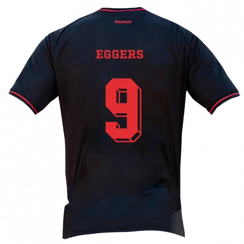 Danxen Män Milian Eggers #9 Svart Röd Vit Bortatröja Matchtröjor 2025/26 Tröjor T-Tröja