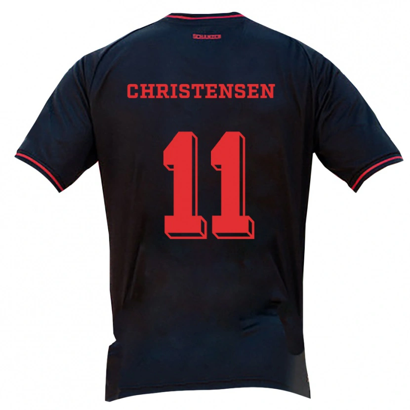 Danxen Män Frederik Christensen #11 Svart Röd Vit Bortatröja Matchtröjor 2025/26 Tröjor T-Tröja