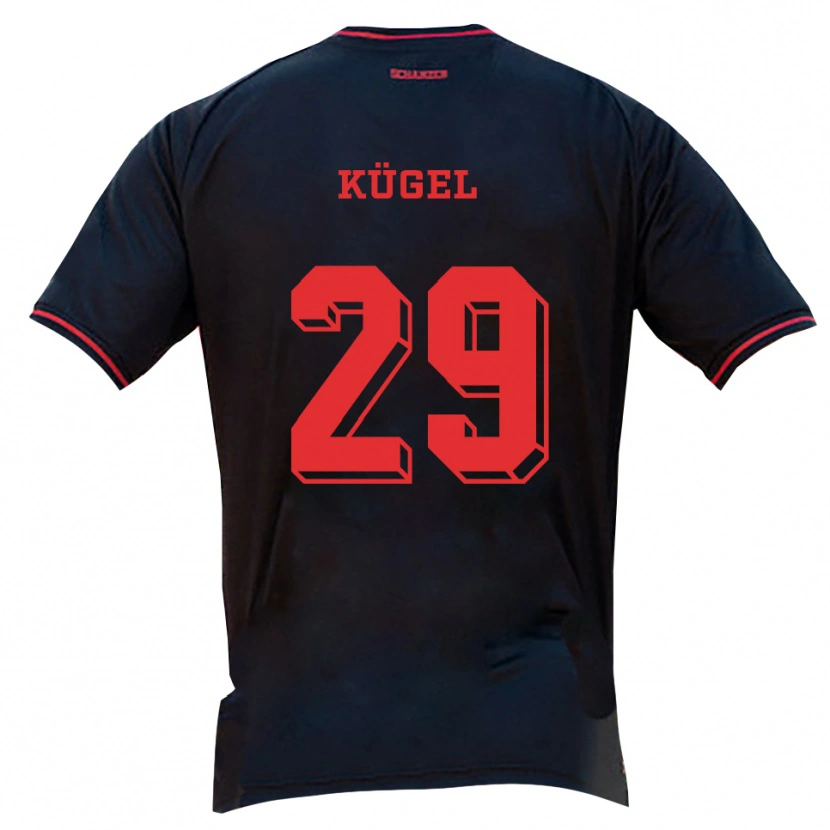 Danxen Män Julian Kügel #29 Svart Röd Vit Bortatröja Matchtröjor 2025/26 Tröjor T-Tröja