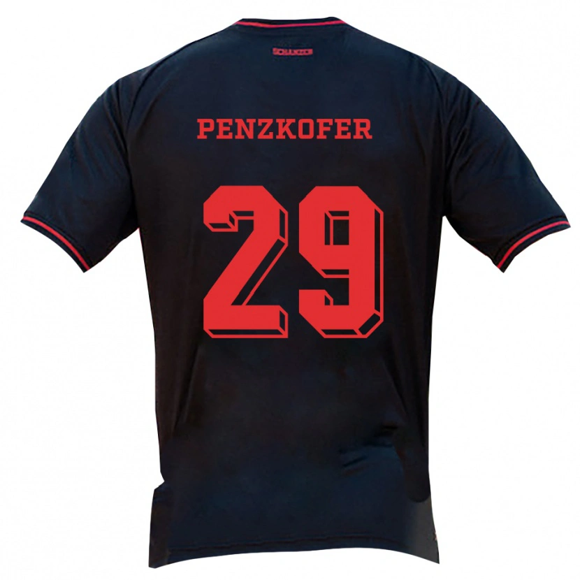 Danxen Män Nina Penzkofer #29 Svart Röd Vit Bortatröja Matchtröjor 2025/26 Tröjor T-Tröja