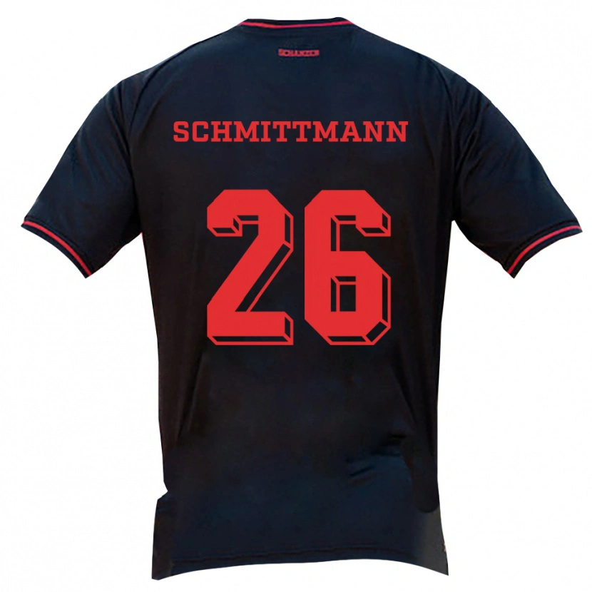 Danxen Män Katharina Schmittmann #26 Svart Röd Vit Bortatröja Matchtröjor 2025/26 Tröjor T-Tröja