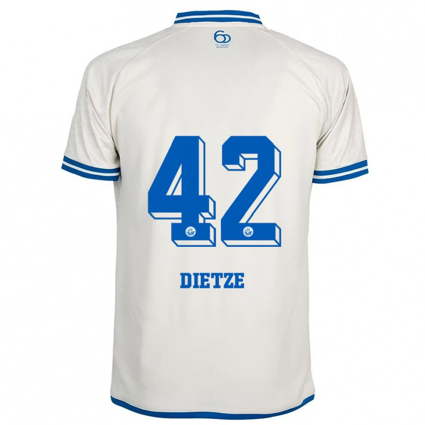Danxen Män Benno Dietze #42 Vit Blå Bortatröja Matchtröjor 2025/26 Tröjor T-Tröja