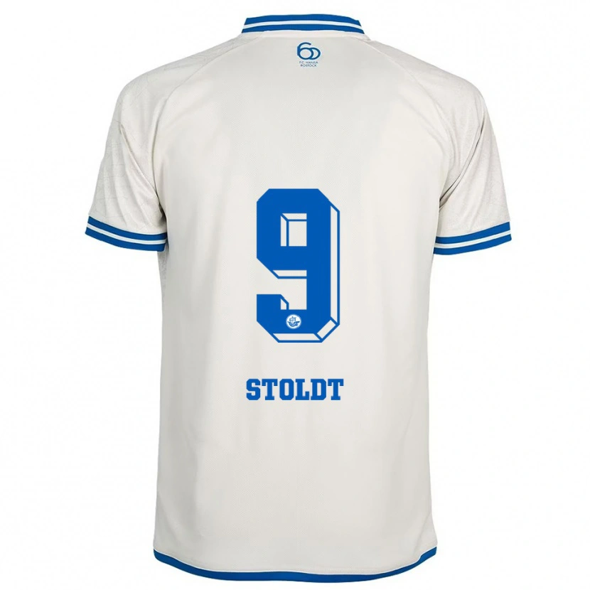 Danxen Män Luca Stoldt #9 Vit Blå Bortatröja Matchtröjor 2025/26 Tröjor T-Tröja