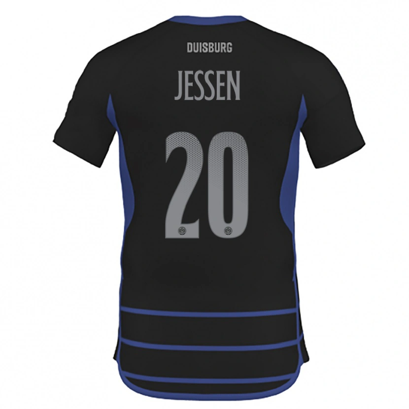 Danxen Män Niklas Jessen #20 Svart Blå Bortatröja Matchtröjor 2025/26 Tröjor T-Tröja