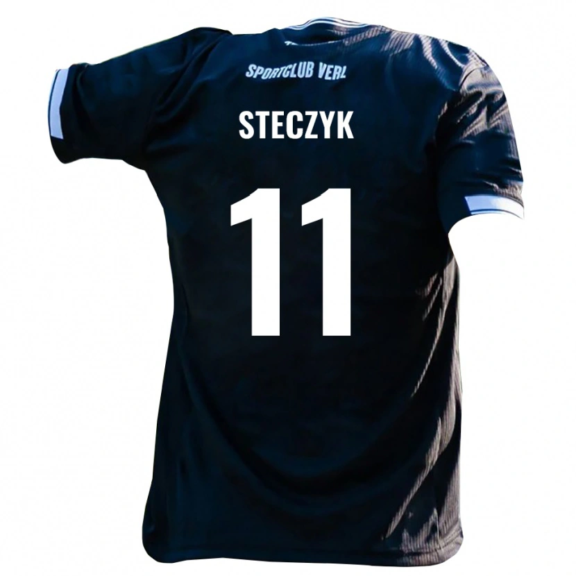 Danxen Män Dominik Steczyk #11 Svart Vit Bortatröja Matchtröjor 2025/26 Tröjor T-Tröja
