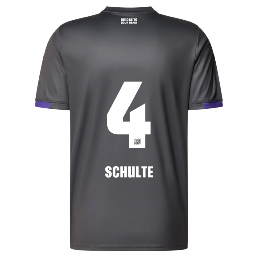 Danxen Män Henry Schulte #4 Grå Lila Bortatröja Matchtröjor 2025/26 Tröjor T-Tröja
