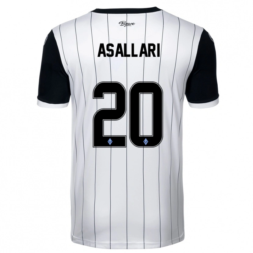 Danxen Män Kushtrim Asallari #20 Vit Svart Bortatröja Matchtröjor 2025/26 Tröjor T-Tröja