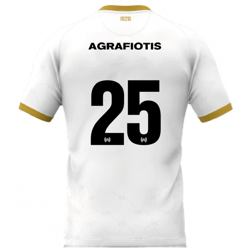 Danxen Män Nikolas Agrafiotis #25 Vit Guld Bortatröja Matchtröjor 2025/26 Tröjor T-Tröja