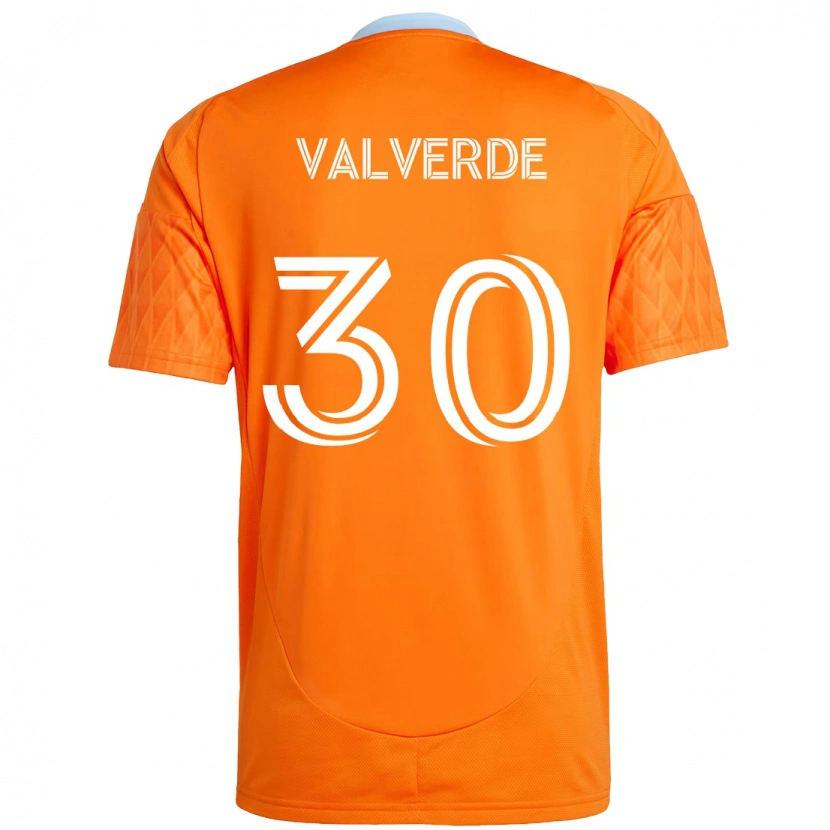 Danxen Barn Jefferson Valverde #30 Orange Vit Hemmatröja Matchtröjor 2025/26 Tröjor T-Tröja