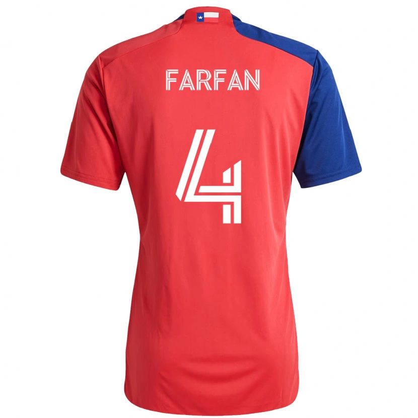 Danxen Barn Marco Farfán #4 Röd Marinblå Hemmatröja Matchtröjor 2025/26 Tröjor T-Tröja
