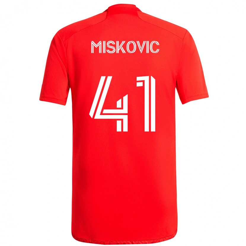 Danxen Barn Mihajlo Miskovic #41 Röd Vit Hemmatröja Matchtröjor 2025/26 Tröjor T-Tröja