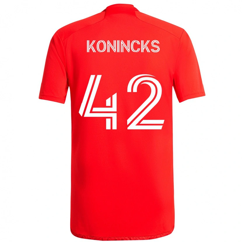 Danxen Barn Diego Konincks #42 Röd Vit Hemmatröja Matchtröjor 2025/26 Tröjor T-Tröja