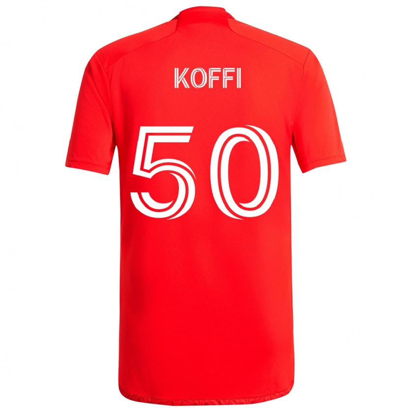 Danxen Barn Christian Koffi #50 Röd Vit Hemmatröja Matchtröjor 2025/26 Tröjor T-Tröja