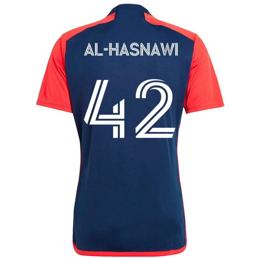 Danxen Barn Moshtaba Al-Hasnawi #42 Blå Röd Hemmatröja Matchtröjor 2025/26 Tröjor T-Tröja