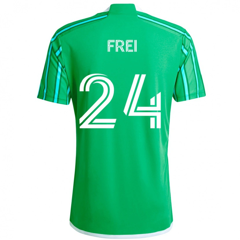 Danxen Barn Stefan Frei #24 Grön Vit Hemmatröja Matchtröjor 2025/26 Tröjor T-Tröja