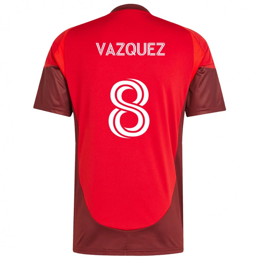 Danxen Barn Víctor Vázquez #8 Röd Vit Hemmatröja Matchtröjor 2025/26 Tröjor T-Tröja