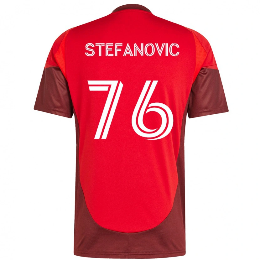Danxen Barn Lazar Stefanovic #76 Röd Vit Hemmatröja Matchtröjor 2025/26 Tröjor T-Tröja