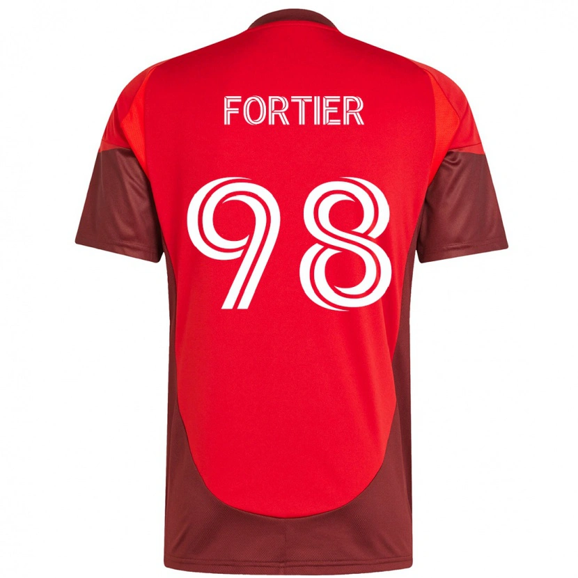Danxen Barn Kristjan Fortier #98 Röd Vit Hemmatröja Matchtröjor 2025/26 Tröjor T-Tröja