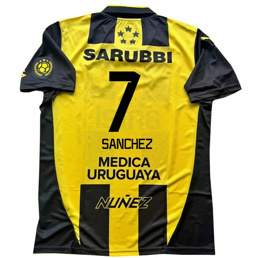 Danxen Barn Carlos Sánchez #7 Svart Gul Hemmatröja Matchtröjor 2025/26 Tröjor T-Tröja