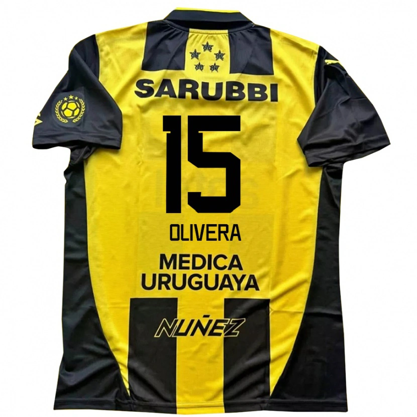 Danxen Barn Maximiliano Olivera #15 Svart Gul Hemmatröja Matchtröjor 2025/26 Tröjor T-Tröja