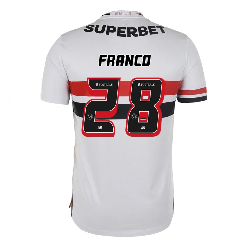 Danxen Barn Alan Franco #28 Röd Svart Vit Hemmatröja Matchtröjor 2025/26 Tröjor T-Tröja