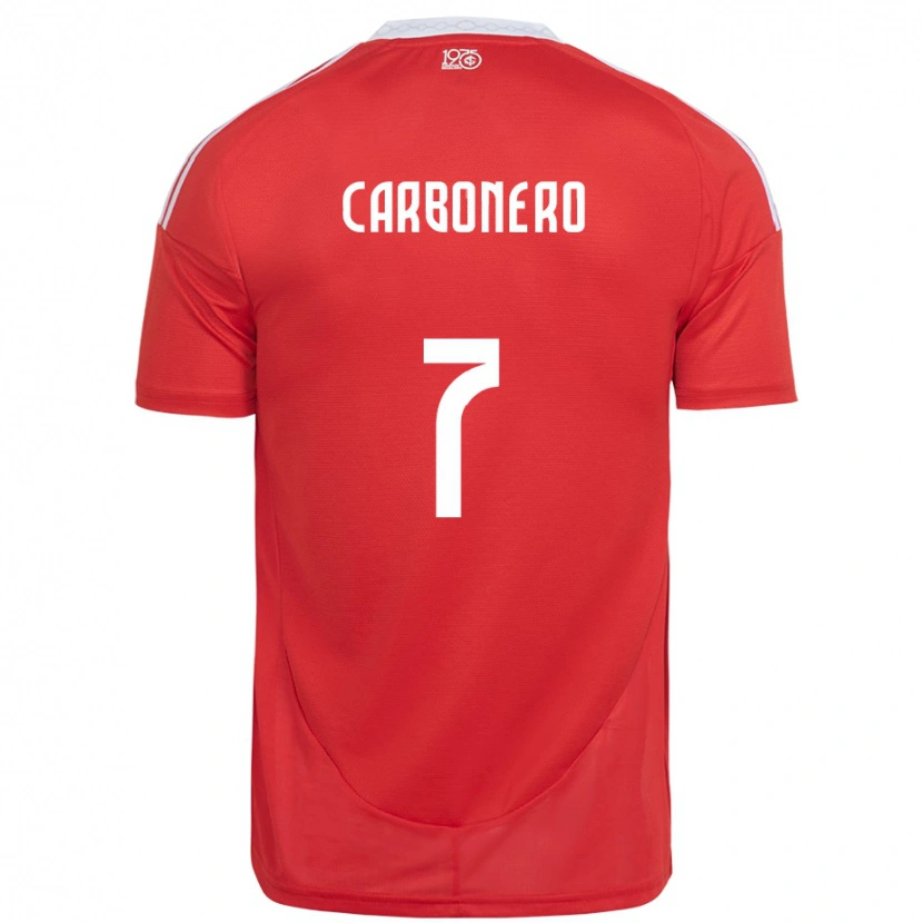 Danxen Barn Johan Carbonero #7 Röd Vit Hemmatröja Matchtröjor 2025/26 Tröjor T-Tröja