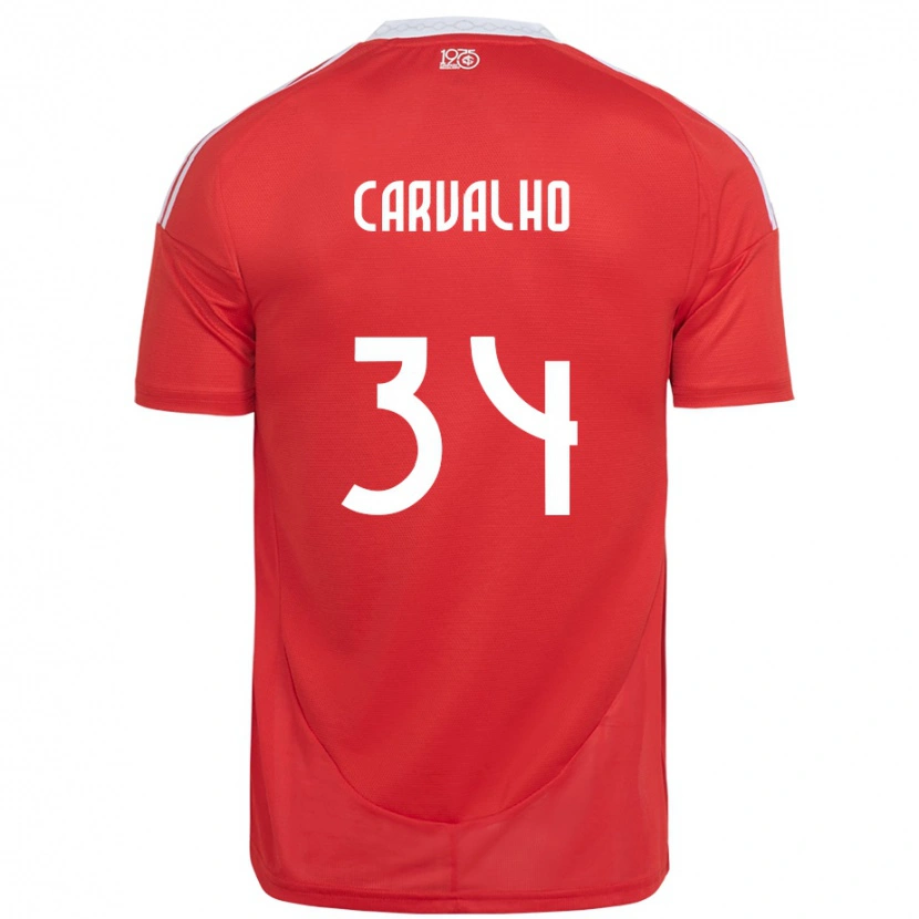 Danxen Barn Gabriel Carvalho #34 Röd Vit Hemmatröja Matchtröjor 2025/26 Tröjor T-Tröja