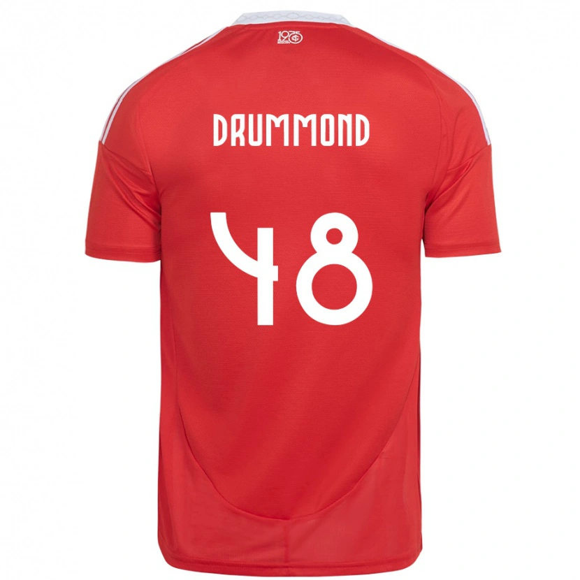 Danxen Barn Lucca Drummond #48 Röd Vit Hemmatröja Matchtröjor 2025/26 Tröjor T-Tröja