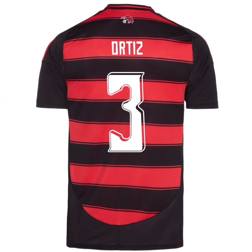 Danxen Barn Léo Ortiz #3 Röd Svart Hemmatröja Matchtröjor 2025/26 Tröjor T-Tröja
