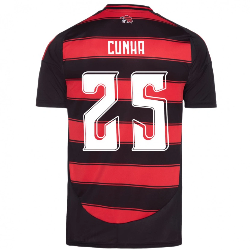 Danxen Barn Matheus Cunha #25 Röd Svart Hemmatröja Matchtröjor 2025/26 Tröjor T-Tröja