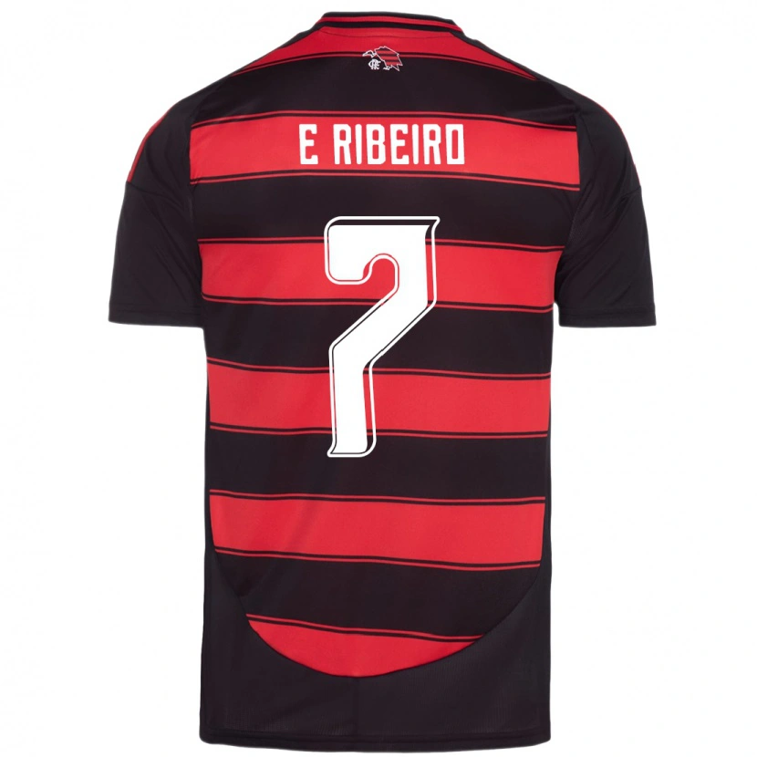 Danxen Barn Everton Ribeiro #7 Röd Svart Hemmatröja Matchtröjor 2025/26 Tröjor T-Tröja