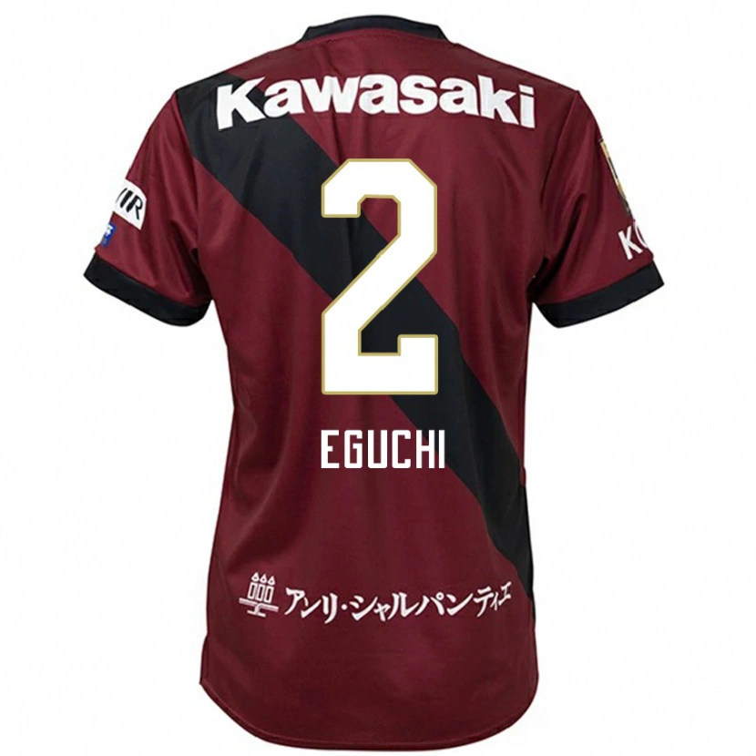 Danxen Barn Takuma Eguchi #2 Vinröd Svart Hemmatröja Matchtröjor 2025/26 Tröjor T-Tröja
