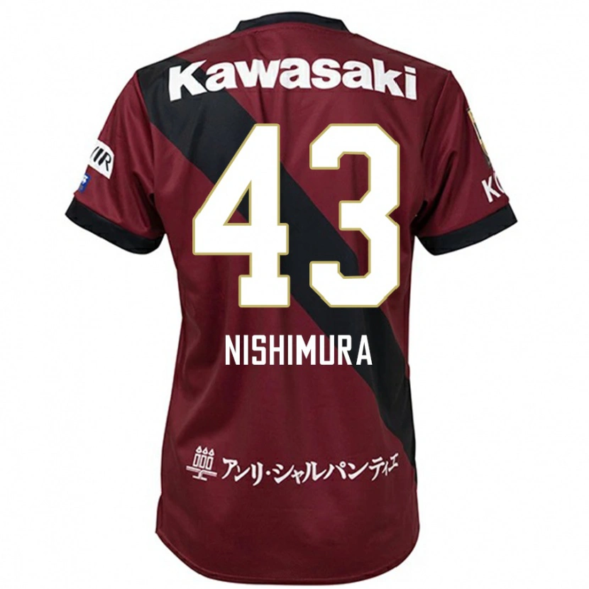 Danxen Barn Nagi Nishimura #43 Vinröd Svart Hemmatröja Matchtröjor 2025/26 Tröjor T-Tröja