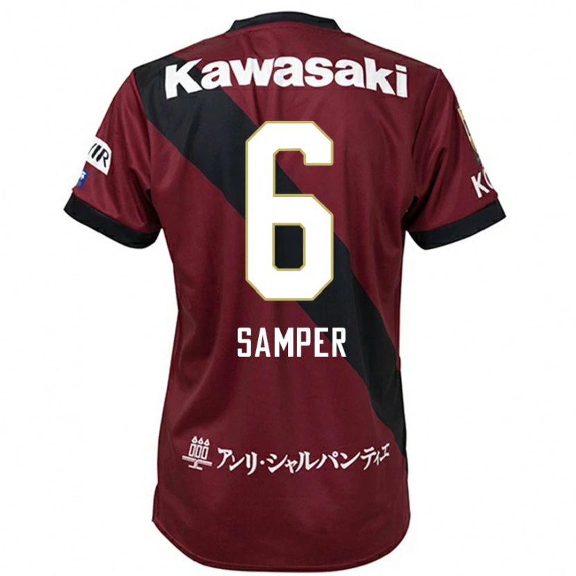 Danxen Barn Sergi Samper #6 Vinröd Svart Hemmatröja Matchtröjor 2025/26 Tröjor T-Tröja