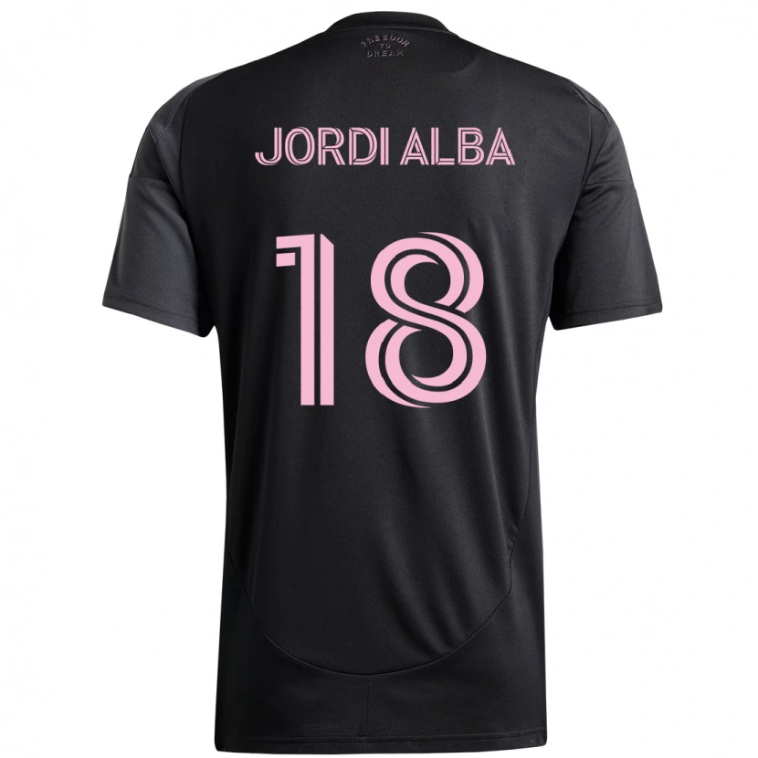 Danxen Barn Jordi Alba #18 Rosa Svart Bortatröja Matchtröjor 2025/26 Tröjor T-Tröja