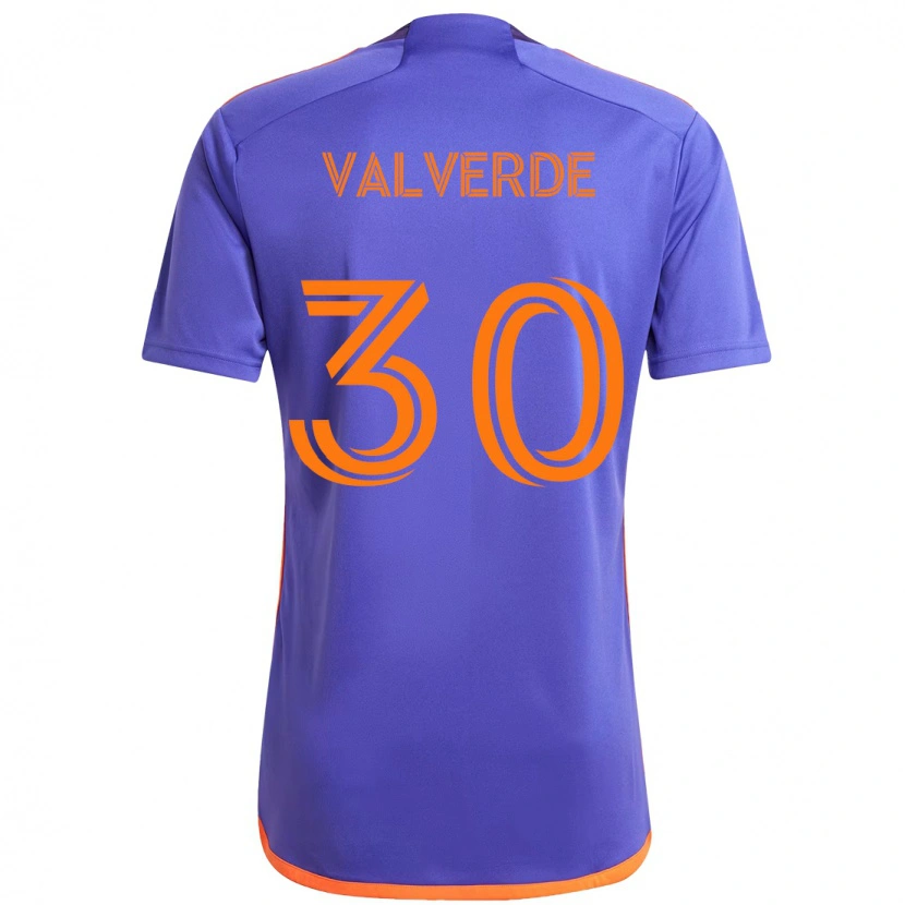 Danxen Barn Jefferson Valverde #30 Lila Orange Bortatröja Matchtröjor 2025/26 Tröjor T-Tröja